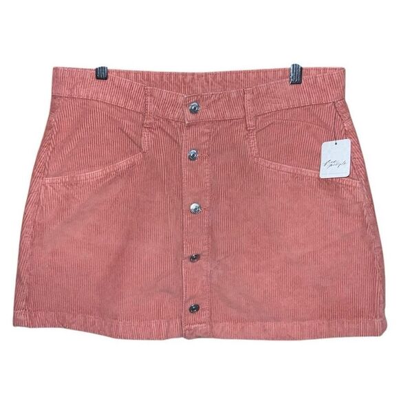 NWT Free People Ray Cord Corduroy Button Down Cotton Mini Skirt Size 12 Myrrh - Picture 3 of 9